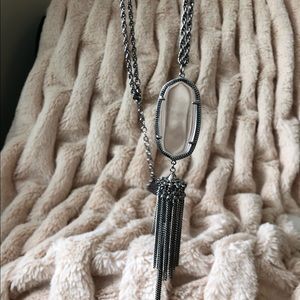Silver/clear Kendra Scott long pendant necklace